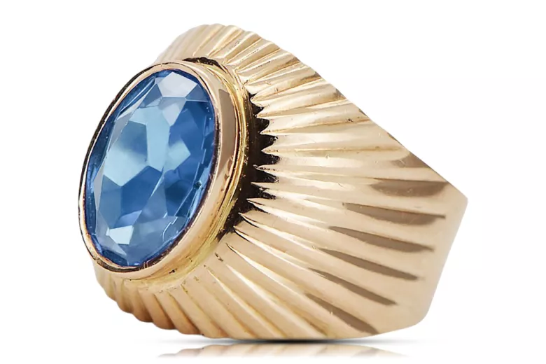 Vintage akwamarin prsten Originální vinobraní 14k produkt s růžovým zlatem VRC127R